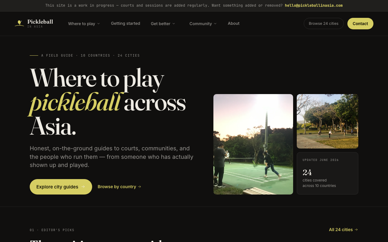 The Pickleball in Asia homepage